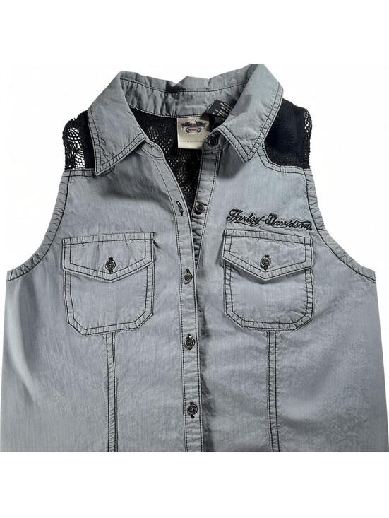 Harley-Davidson Tops - Harley Davidson Black Lace Button Up Top